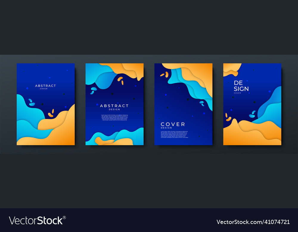 Set of minimal template in paper cut style design Vector Image
