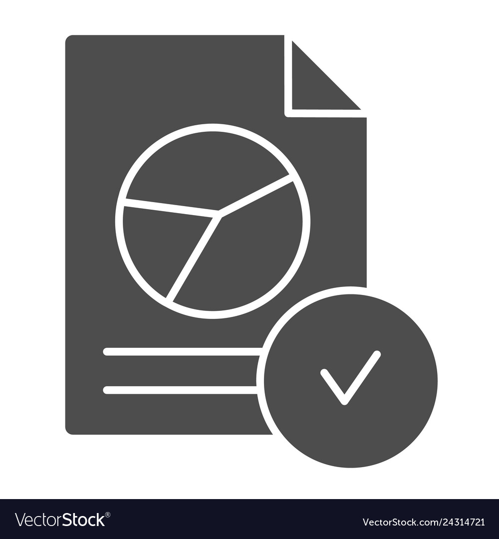 Verified chart document solid icon checked report