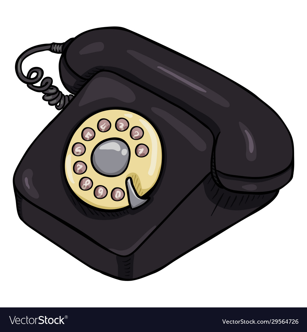 Cartoon schwarz Retro-Stil Drehtelefon