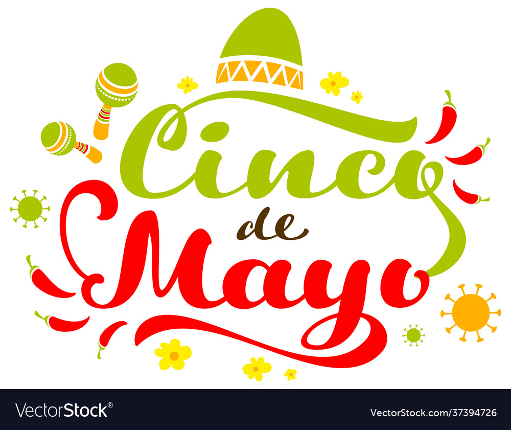 Cinco de mayo text greeting card mexican festival Vector Image