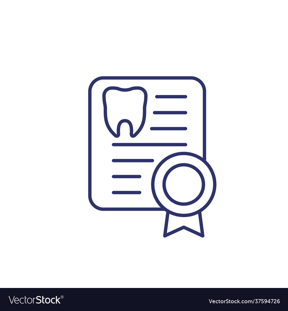 Dental certificate icon line