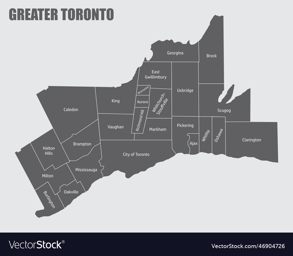 Greater toronto map Royalty Free Vector Image - VectorStock