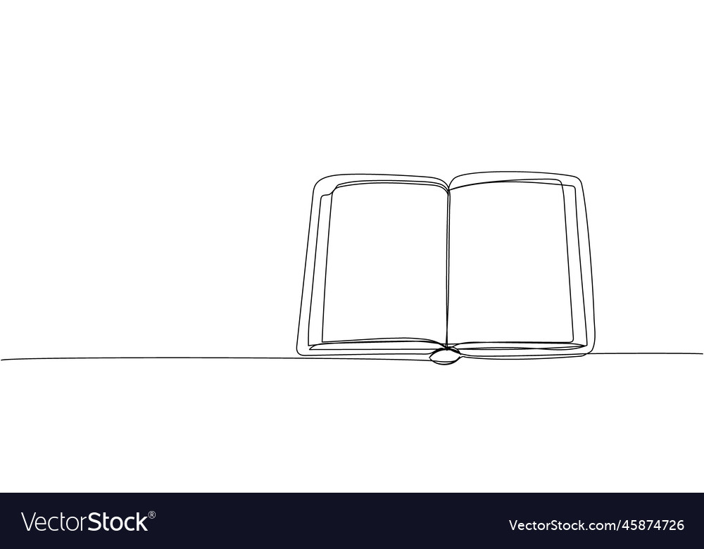 Large open diary notebook one line art vector image Large open diary notebook one line art