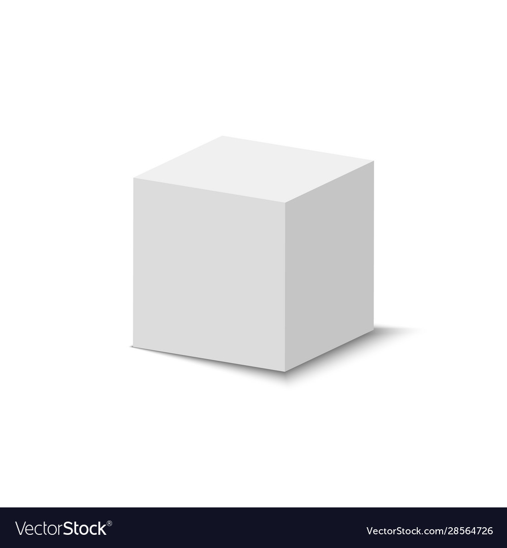 White cube 3d abstract box with shadow geometric