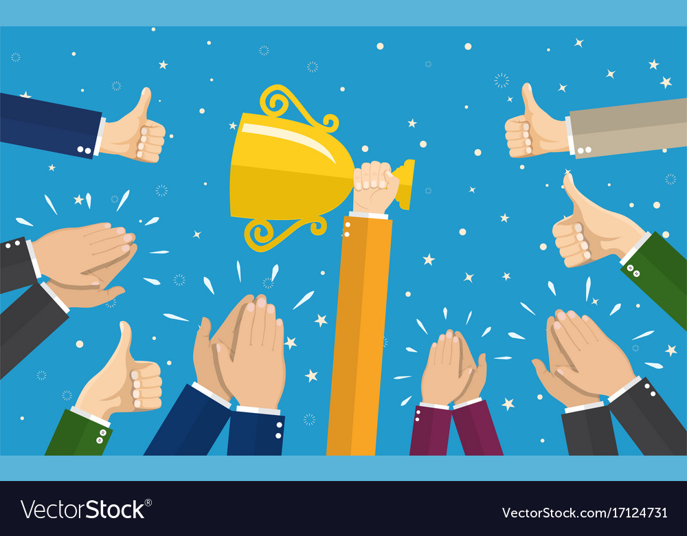 Businessman Holding Up A Winning Trophy Royalty Free Vector