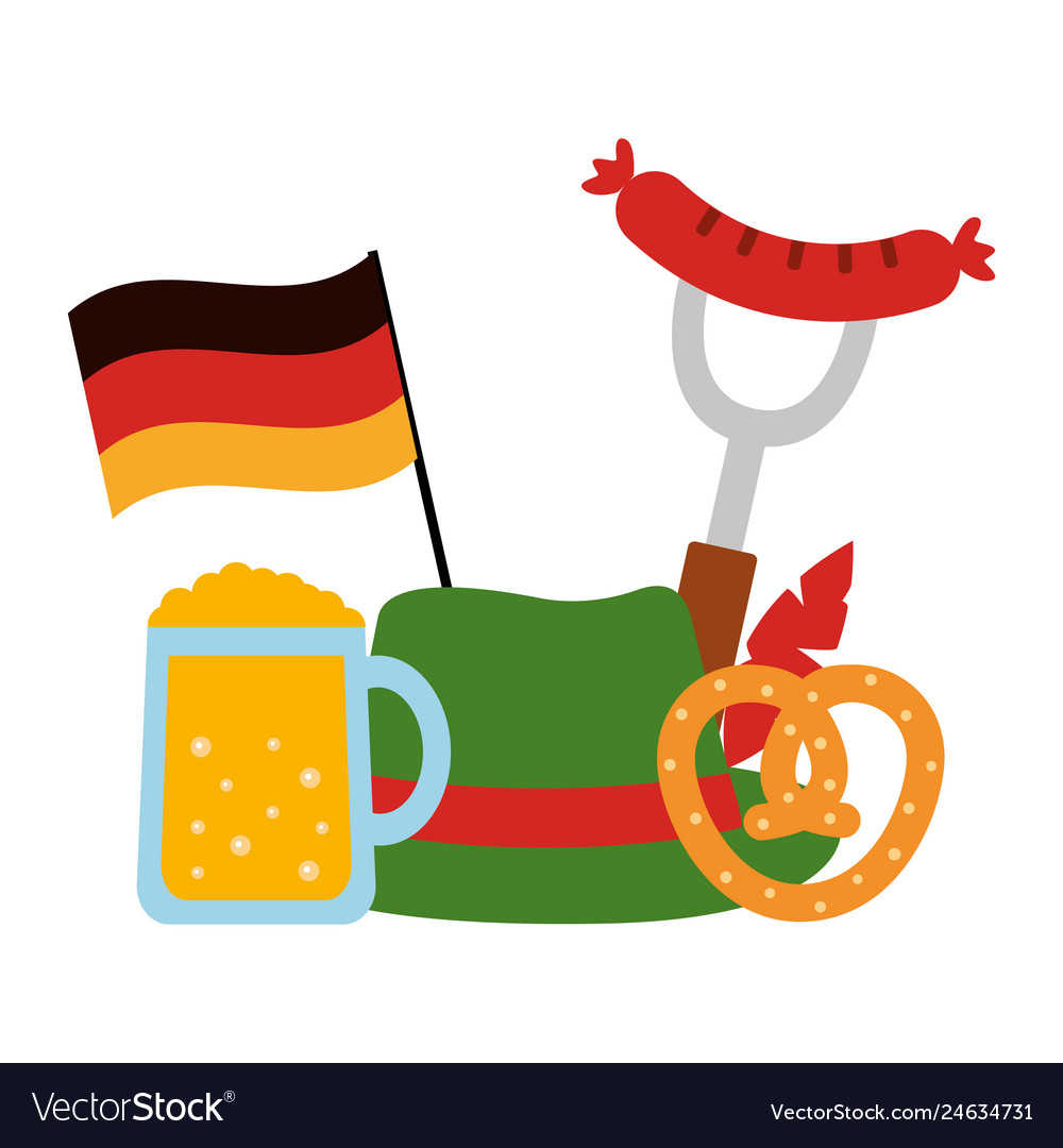 German traditional hat and oktoberfest icons