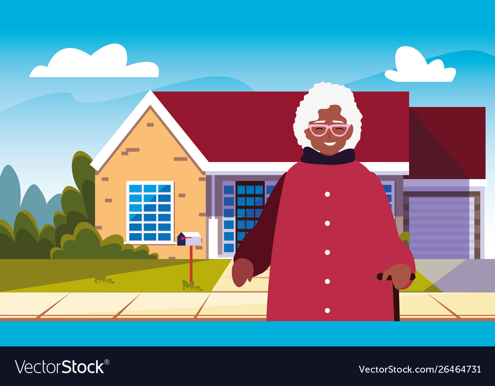 Grandmother standing in front house Royalty Free Vector Grandmother standing in front house Royalty Free Vector