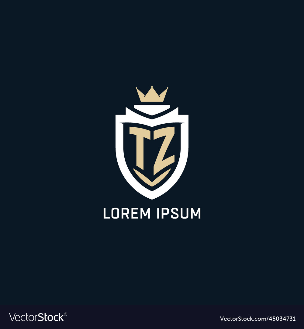 Initial letter tz shield and crown logo style Vector Image