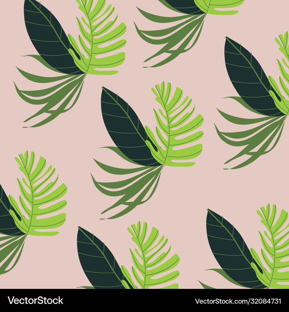 Leafs plants tropical pattern background Vector Image