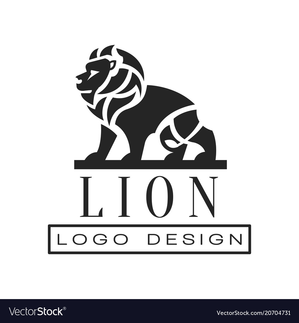 Lion Logo Design Element With Wild Animal Vector Image