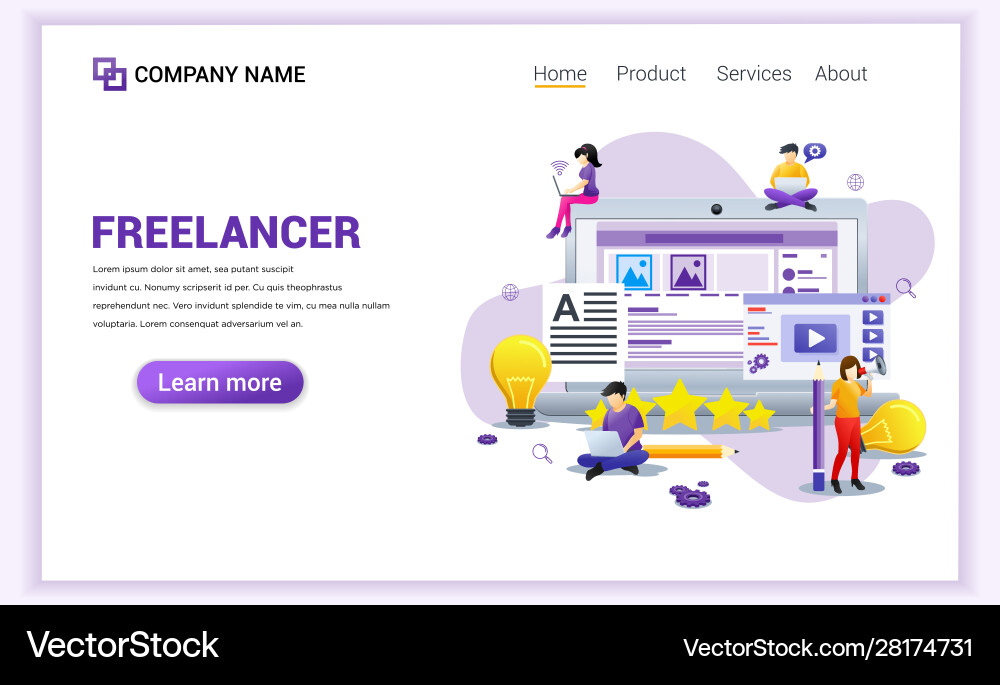 Modern Flat Design Concept Freelancer Blogger Vector Image