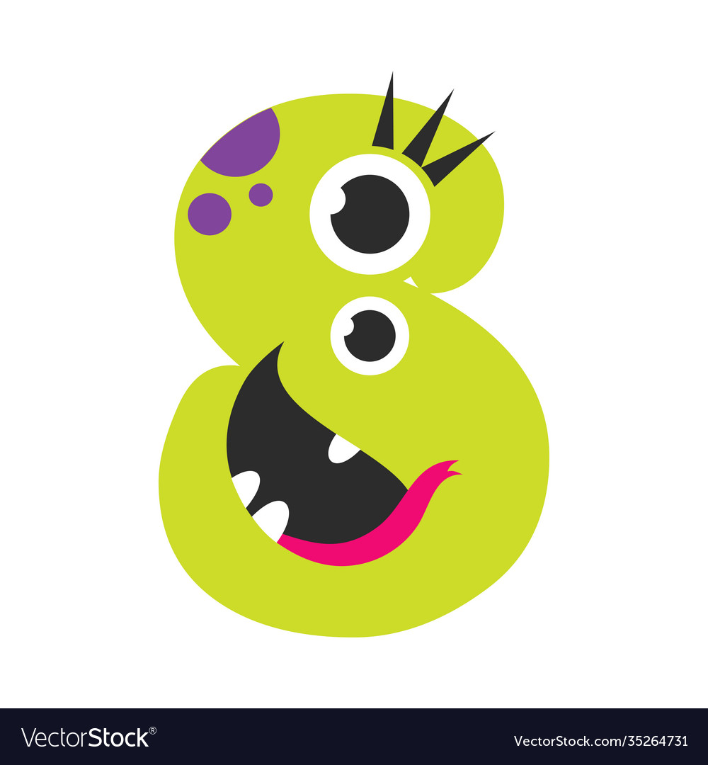 Number eight cute monster funny fantasy creature Vector Image