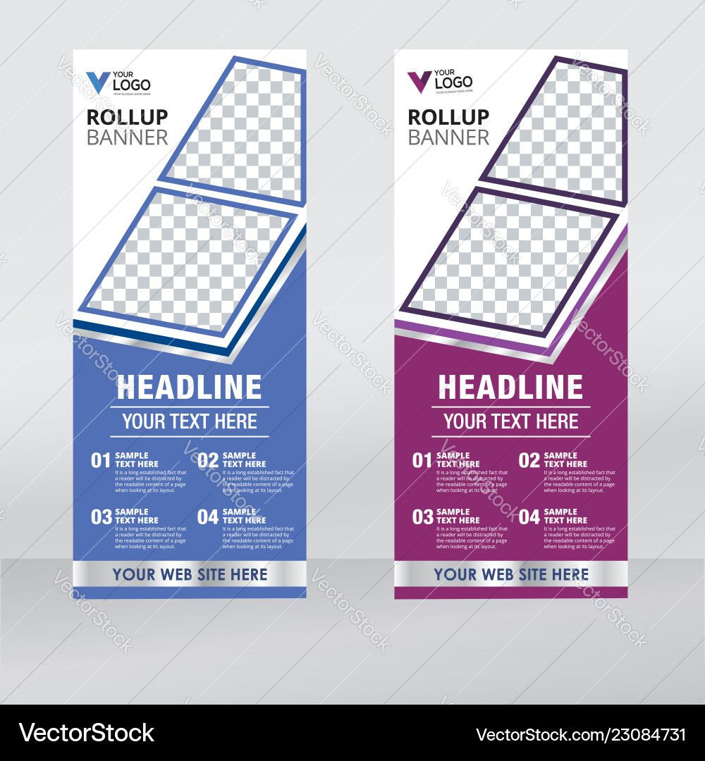 Roll Up Banner Pull Up Banner X Banner Modern V Vector Image