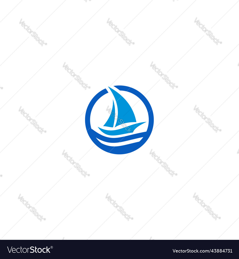 Sailing Boat Ocean Logo Royalty Free Vector Image