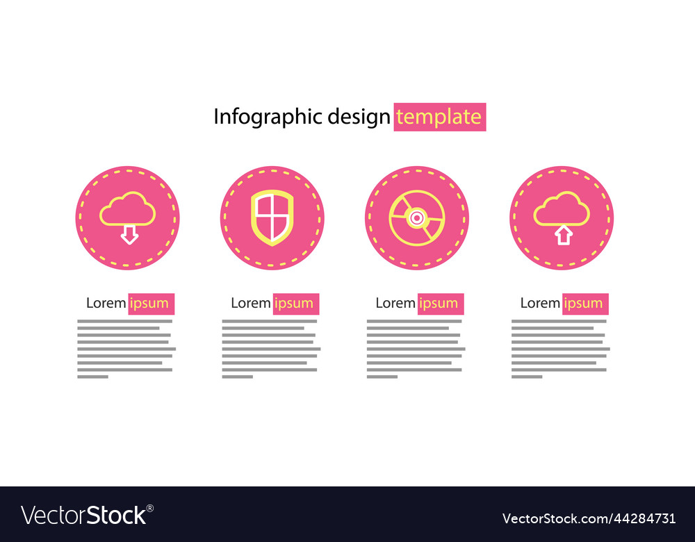 Set line cd or dvd disk cloud upload shield vector image Set line cd or dvd disk cloud upload shield