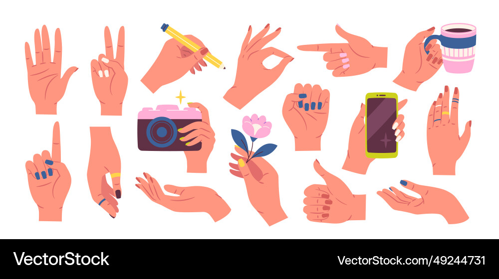 Set of human hands Royalty Free Vector Image - VectorStock