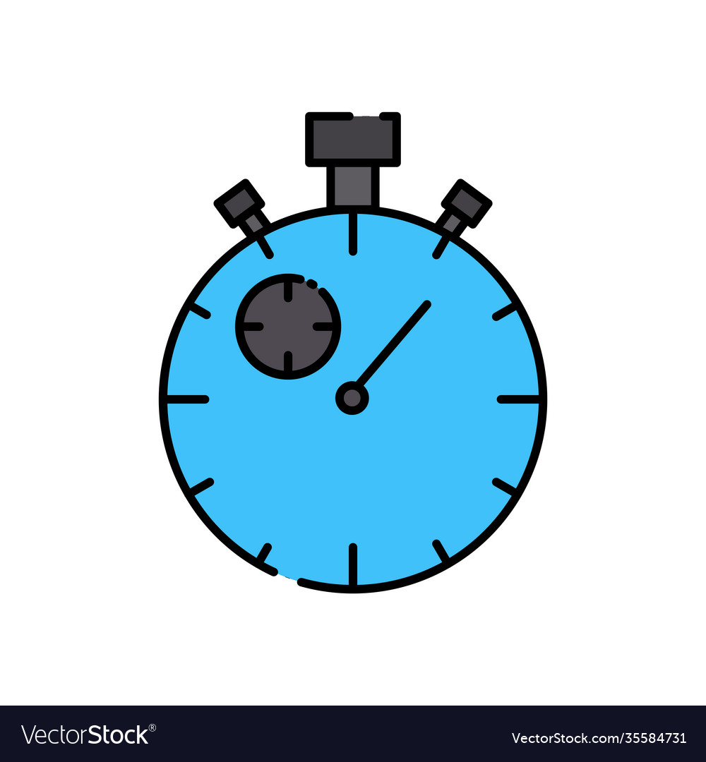 Timer icon stopwatch lineal color simple vector image Timer icon stopwatch lineal color simple