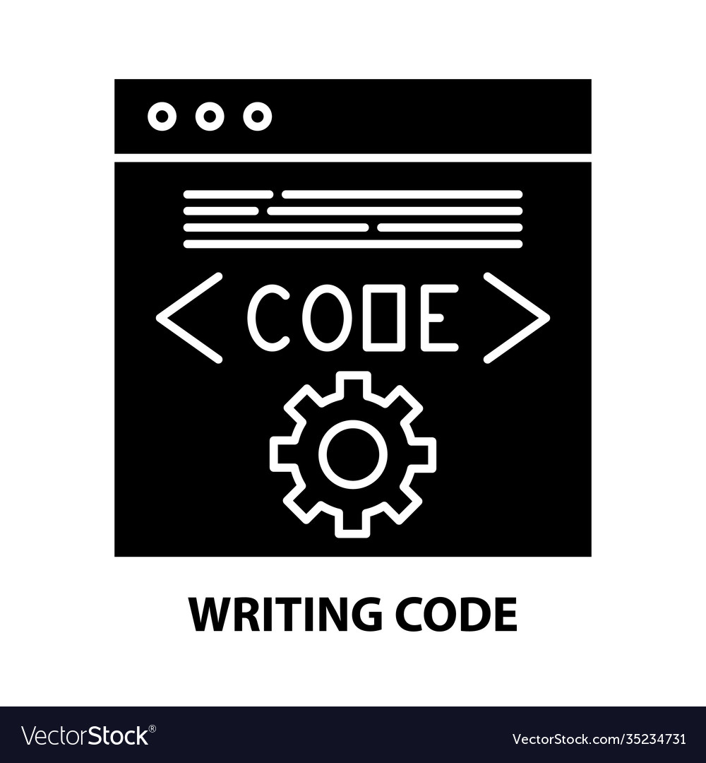 Writing code icon black sign with editable Vector Image