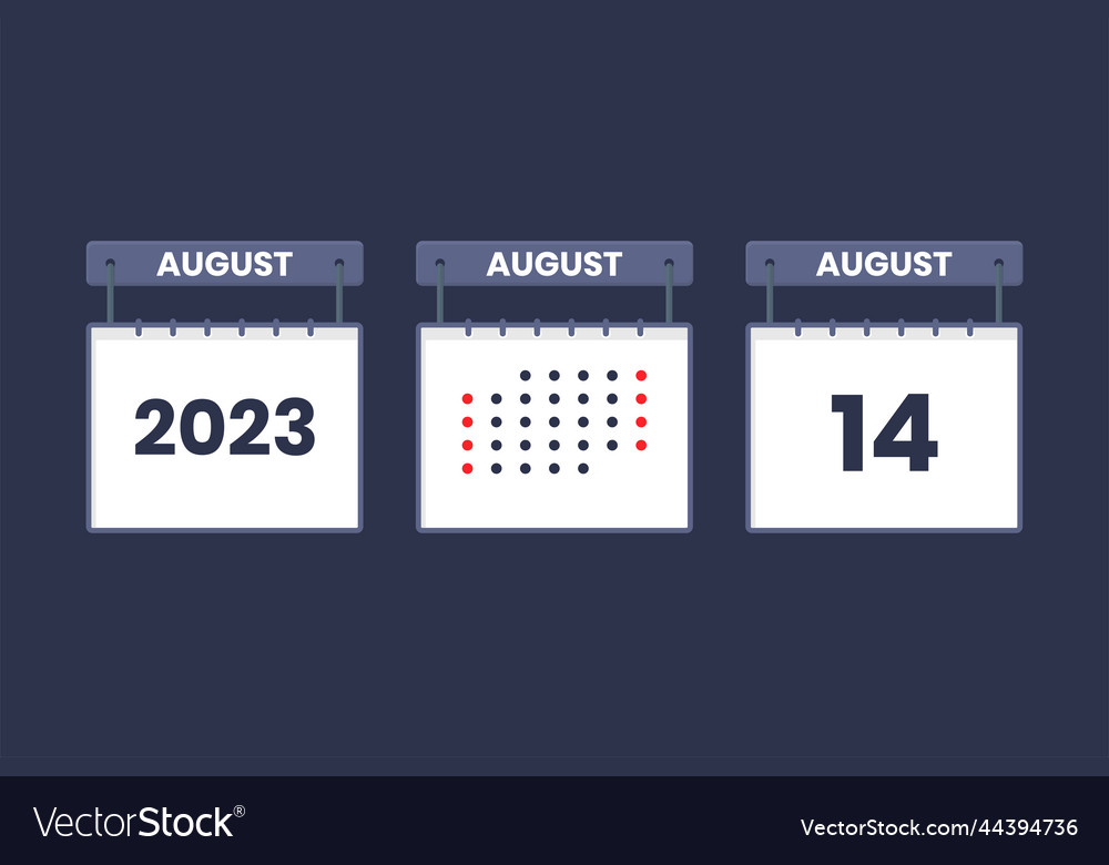 2023 calendar design august 14 icon 14th