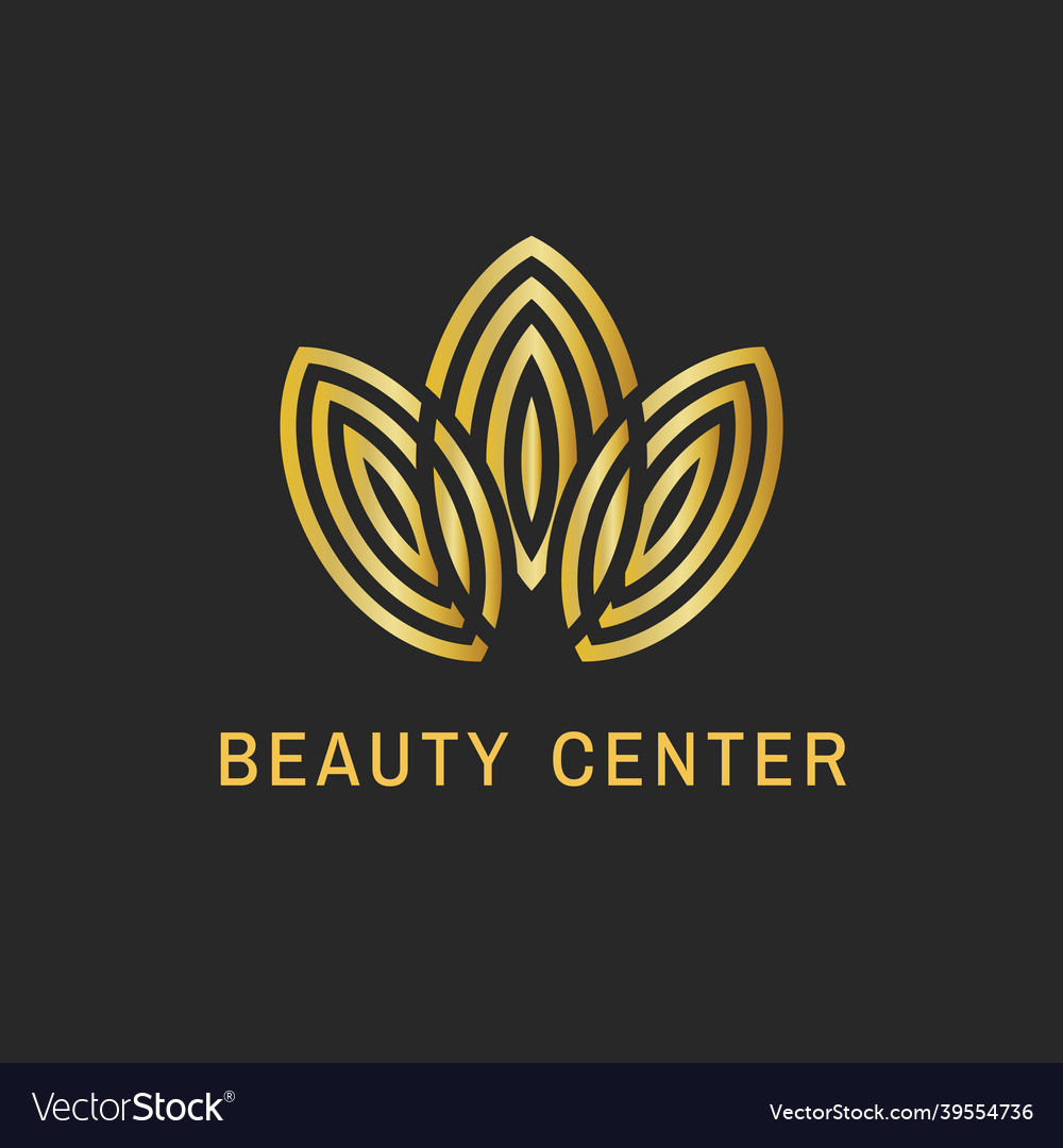 Beauty center leaf logo elegant gold design