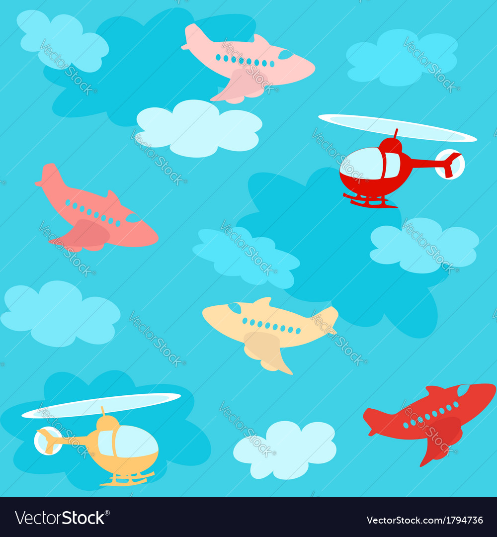 Cartoon Airplane Cloud Pattern