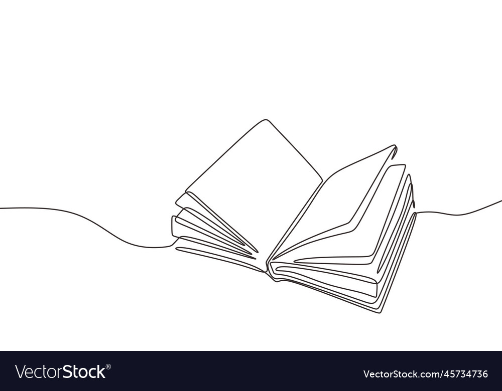 Premium Vector  Continuous one line drawing of an open book