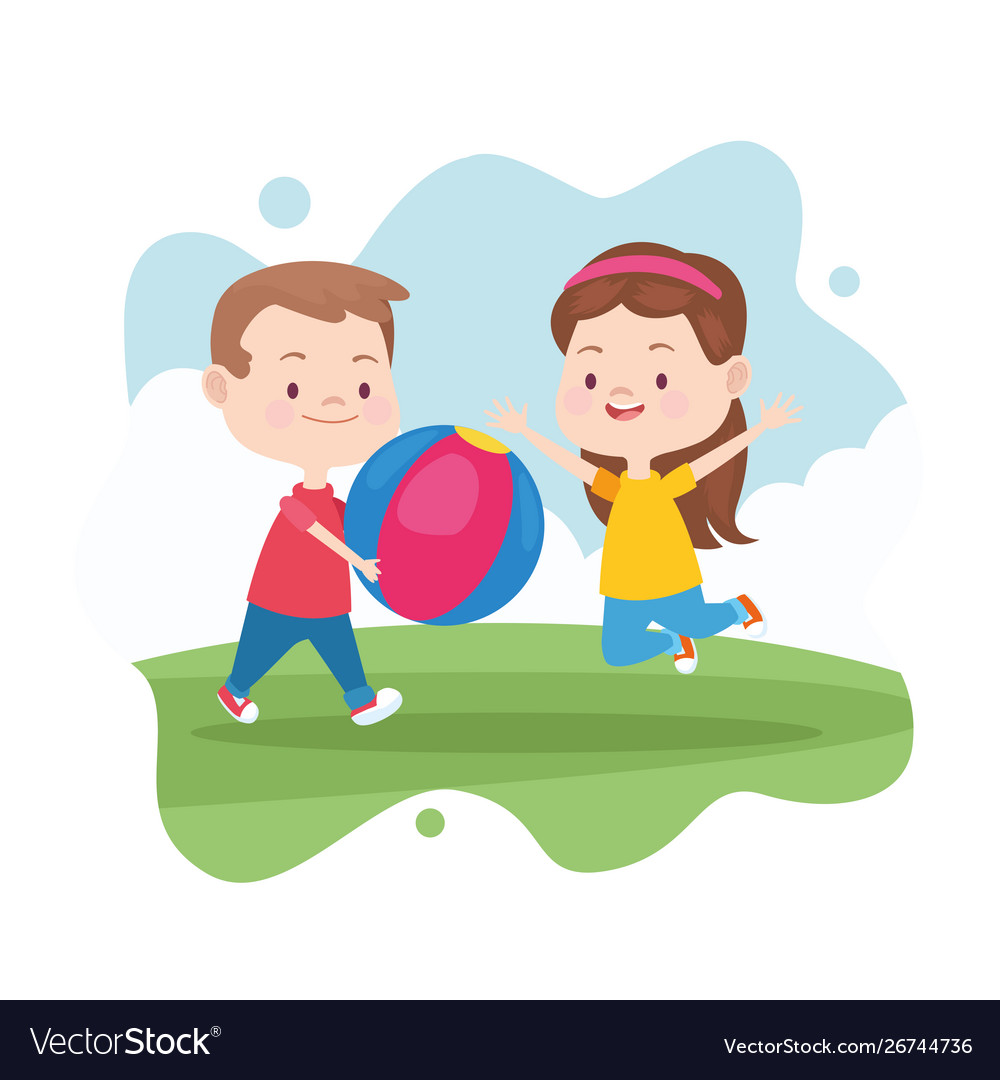 Kids Playing And Smiling In Park Royalty Free Vector Image Kids Playing And Smiling In Park Royalty Free Vector Image