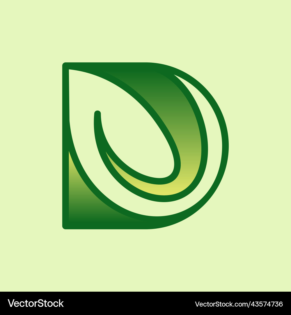 Letter d leaf creative logo design Royalty Free Vector Image