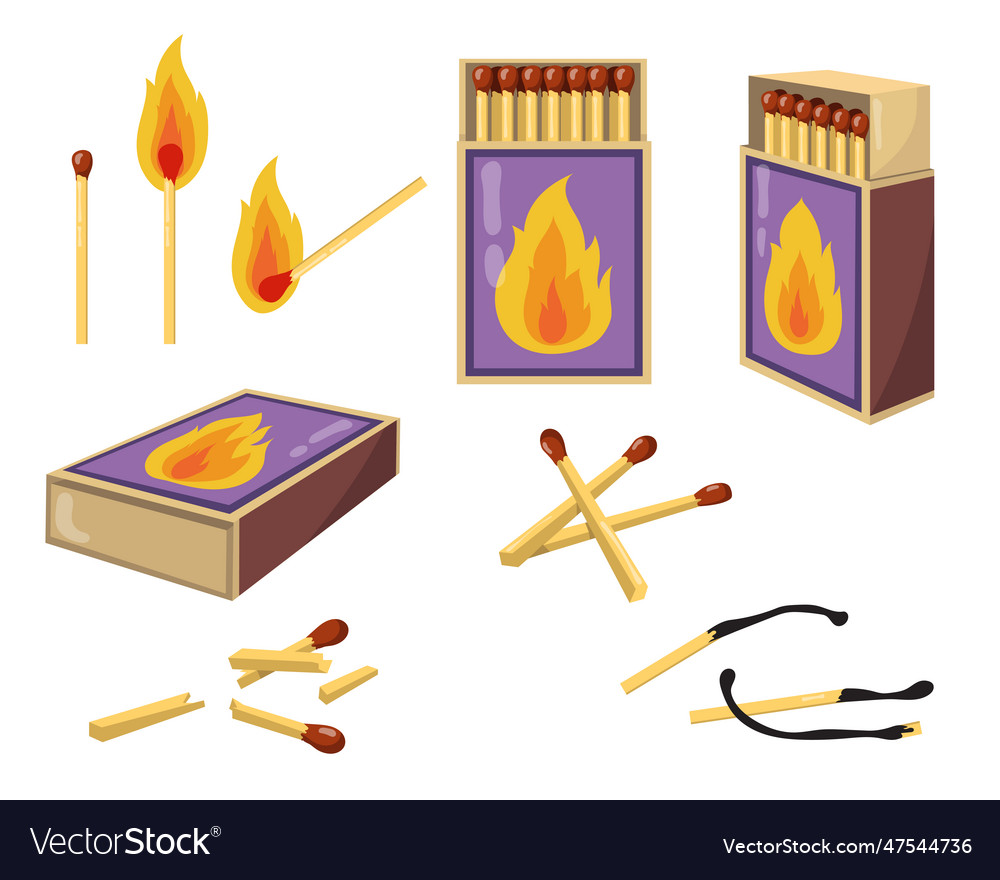 Matches and matchboxes flat set