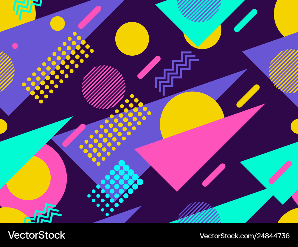 Memphis seamless pattern geometric elements Vector Image