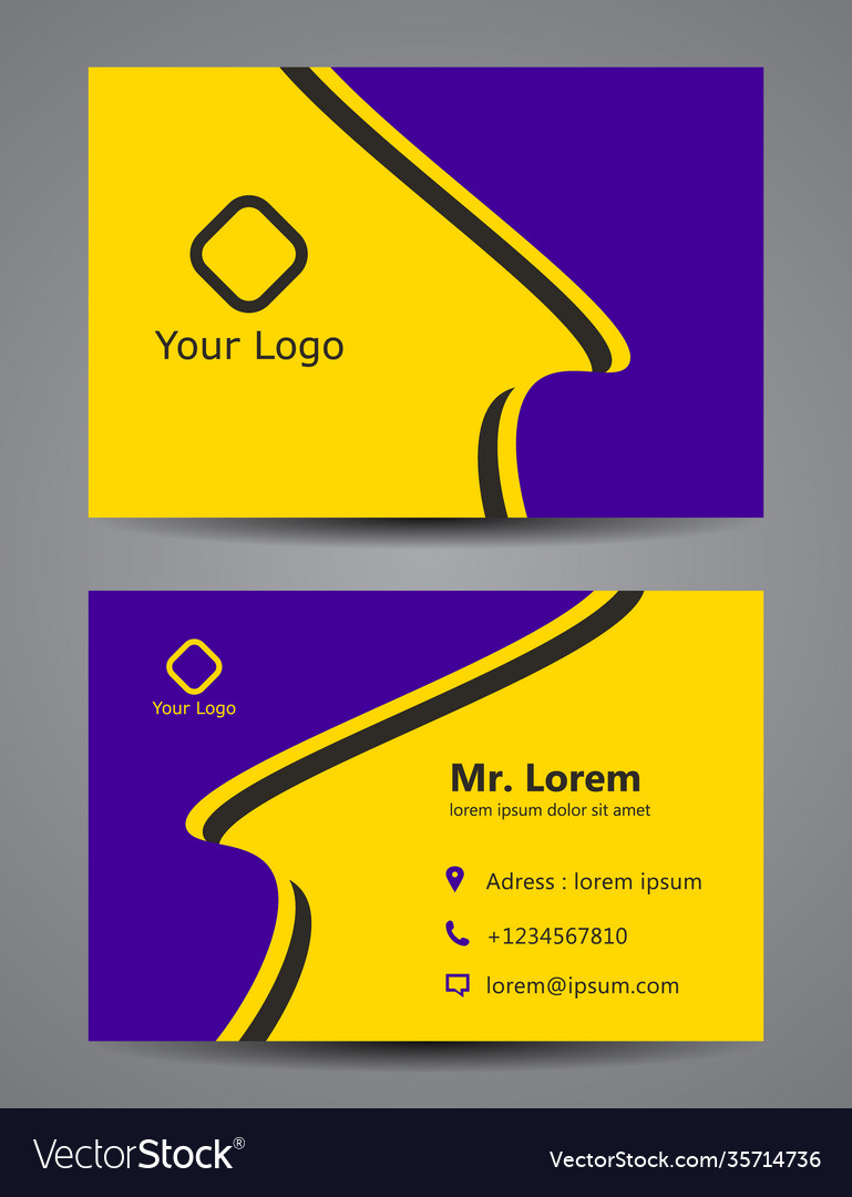 Modern yellow and purple minimalist name card