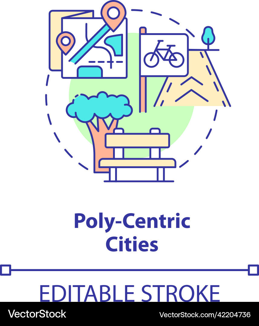 Poly-centric cities concept icon Royalty Free Vector Image