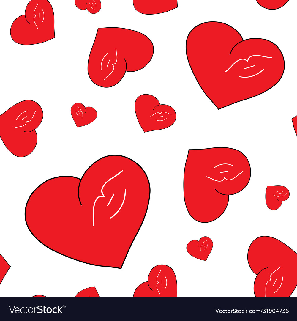 Seamless repeat heart kiss pattern