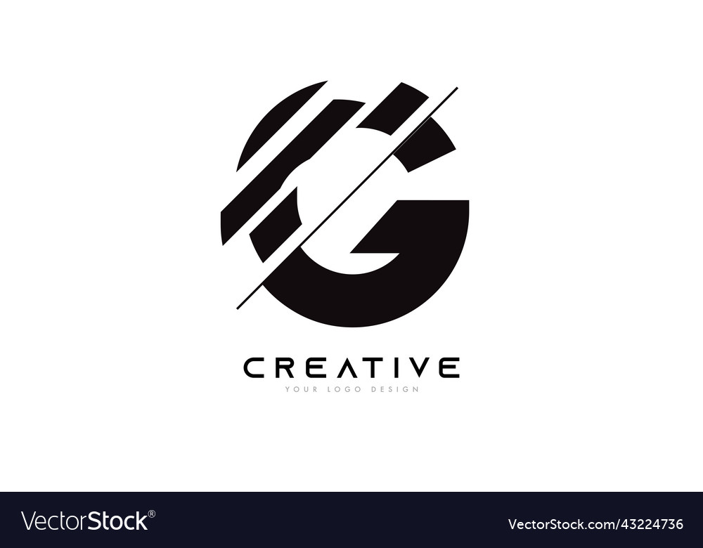 Sliced letter g logo icon design with black Vector Image