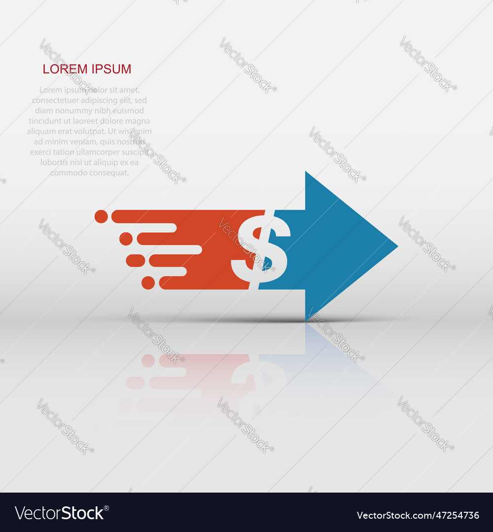 Transfer money icon in flat style dollar on white