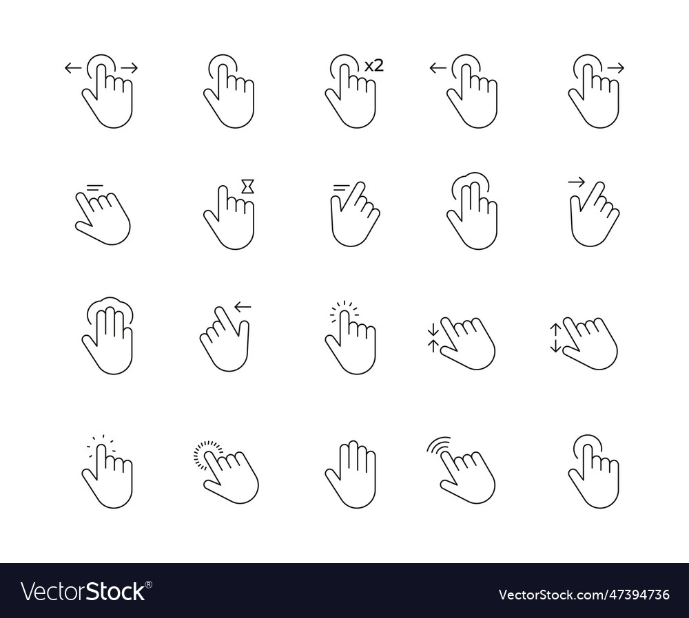 Web Gesture Hand Icons Simple Royalty Free Vector Image