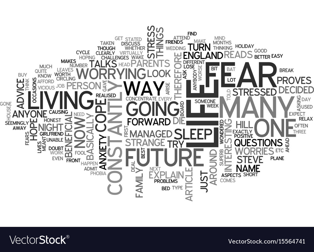 A fear and phobia of the future text word cloud Vector Image