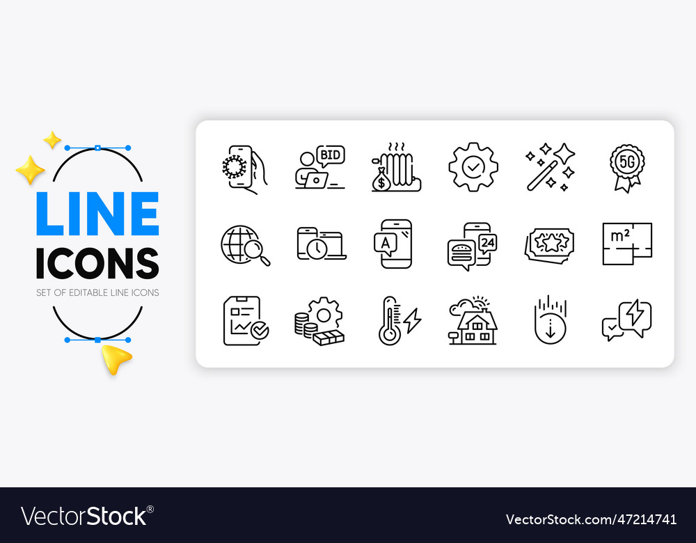 Ab testing 5g technology and execute line icons vector image Ab testing 5g technology and execute line icons
