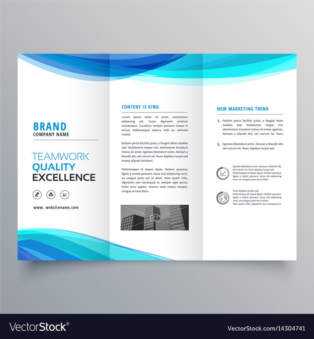 Blue wave trifold brochure template for your