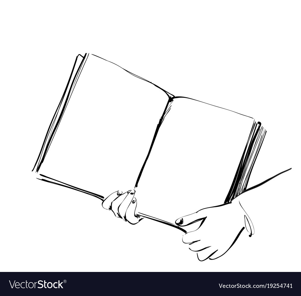 Book in the hands sketching hand drawn Royalty Free Vector