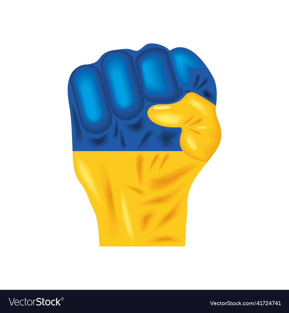 Flag of ukraine raised hand Royalty Free Vector Image