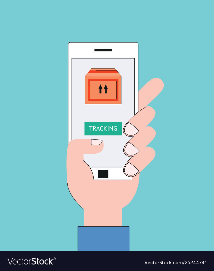 Flat Online Delivery Apps Tracking Shipping Vector Image