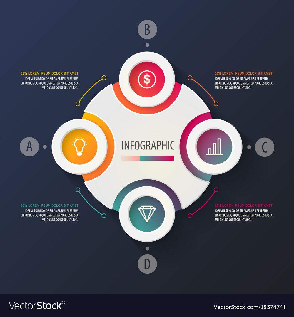 Infographics in form of arrow connected graphs Vector Image