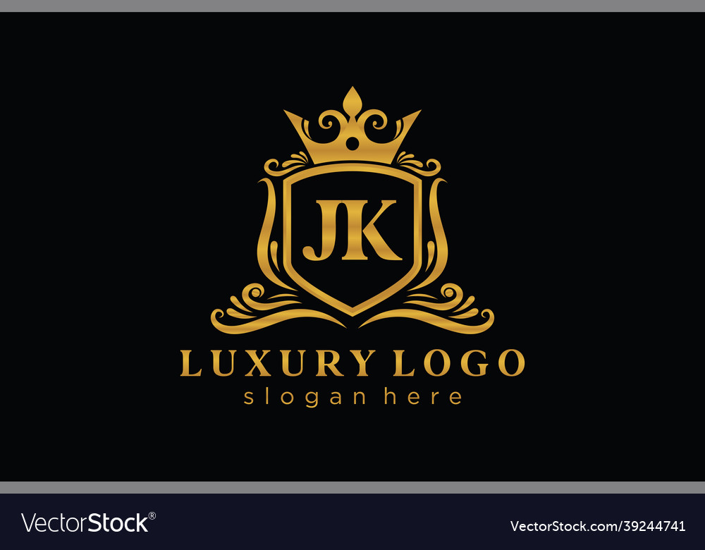 Initial jk letter royal luxury logo template Vector Image