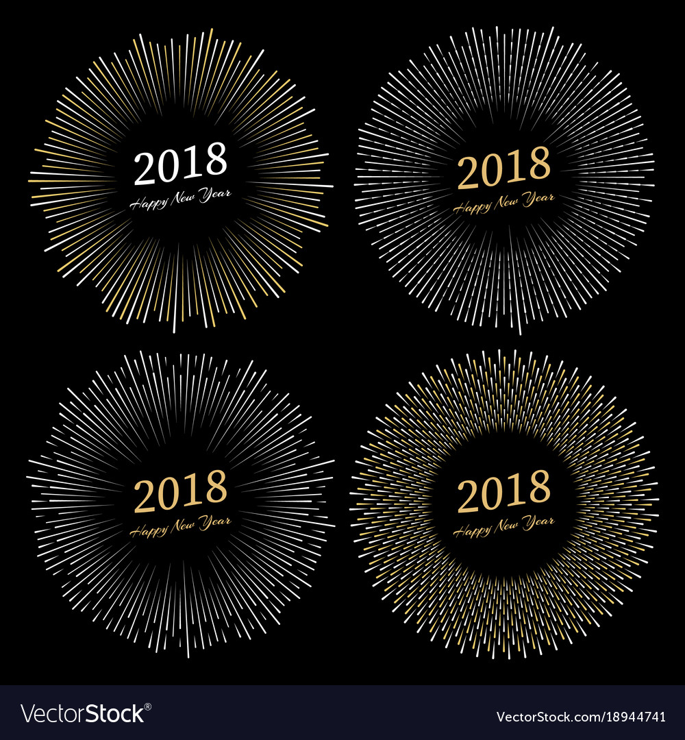 Inscription happy new year 2018 with firework Vector Image