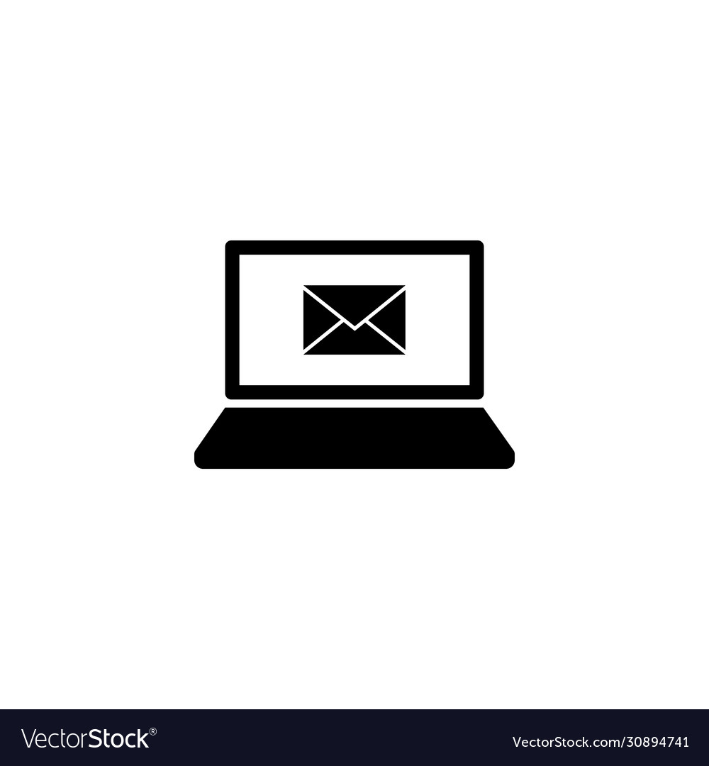 Laptop desktop computer icon with message email vector image Laptop desktop computer icon with message email