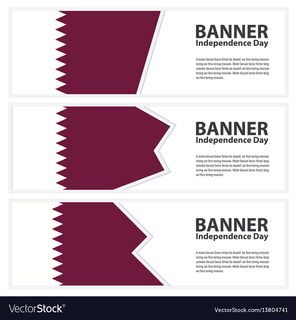 Qatar Flag Banners Collection Independence Day Vector Image