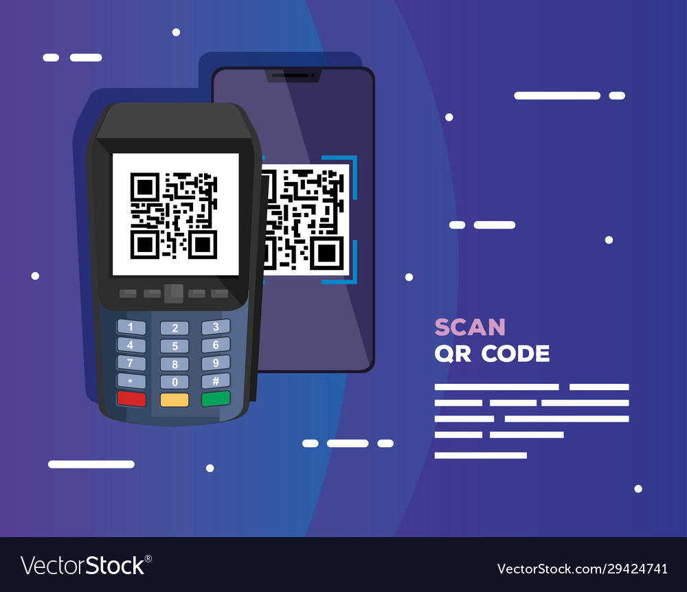 Scan code qr with dataphone and smartphone