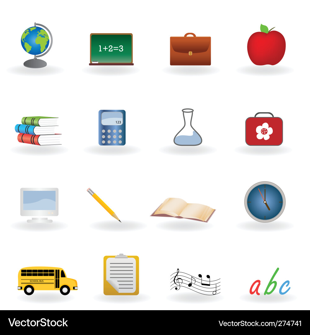 School icons Royalty Free Vector Image - VectorStock