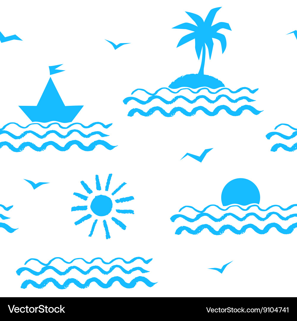 Seaside vacation seamless pattern Royalty Free Vector Image